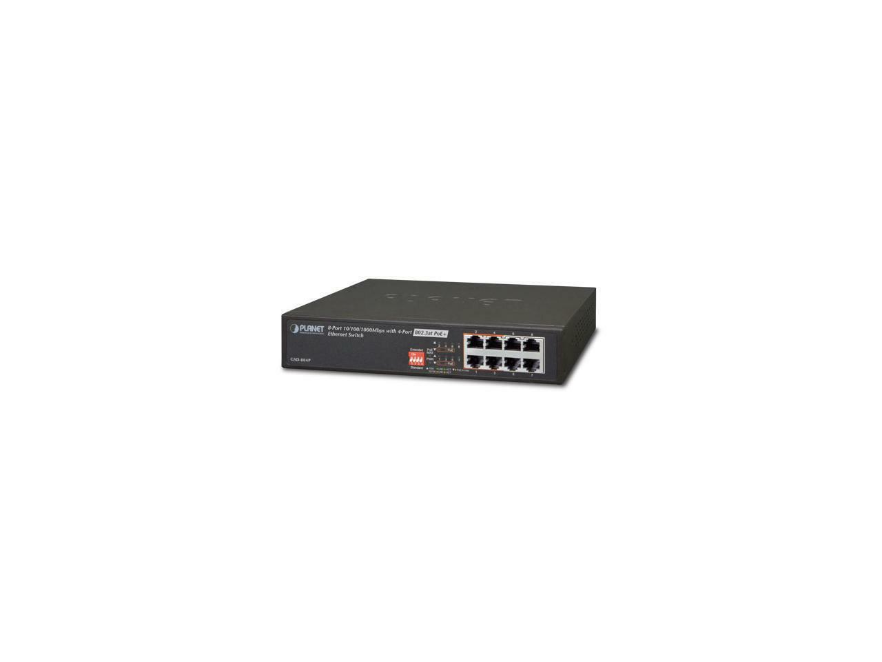 Switch PoE Planet de 8 Puertos 10/100/1000 Mbps- GSD-804P