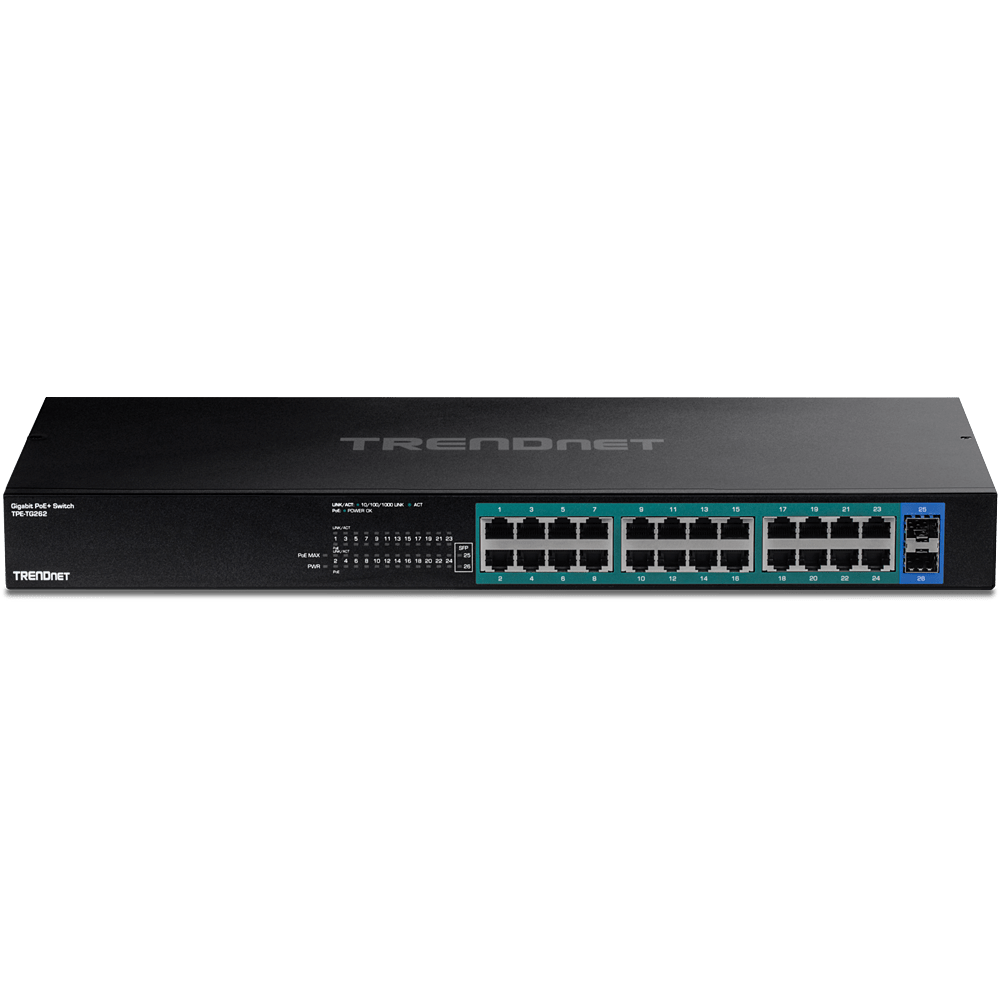Switch Gigabit PoE+ de 26 puertos no administrado de TRENDnet - TPE-TG262