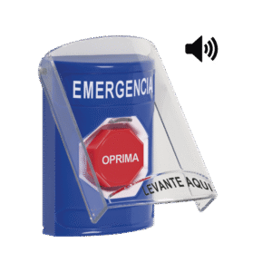 BOTÓN DE EMERGENCIA EN ESPAÑOL CON TAPA PROTECTORA