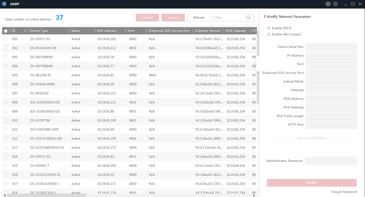SADP Tool Interface