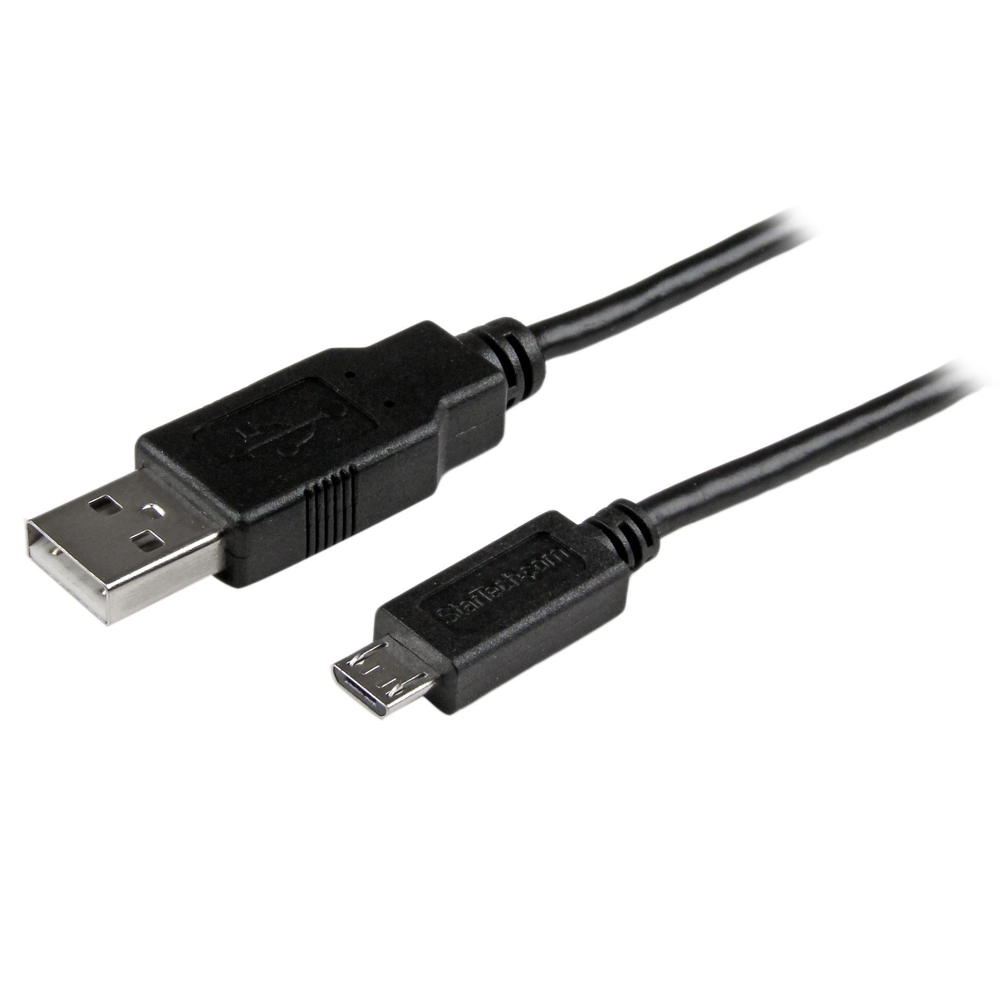 1M SLIM MICRO USB PHONE CHARGER CABLE - USBAUB1MBK