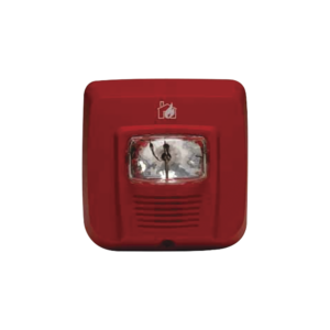 SIRENA CON LÁMPARA ESTROBOSCÓPICA ROJA, A 2 HILOS, USO EN PARED