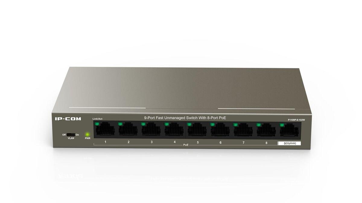 Switch PoE 9 Puertos 10/100Mbps + 1 Puerto Gigabit Uplink - F1109P-8-102W