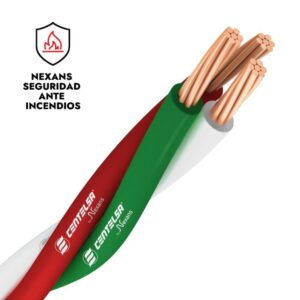 Cable Eléctrico 12 AWG HFFR: Libre de Halogenos, Triplex, Rojo-Verde-Blanco