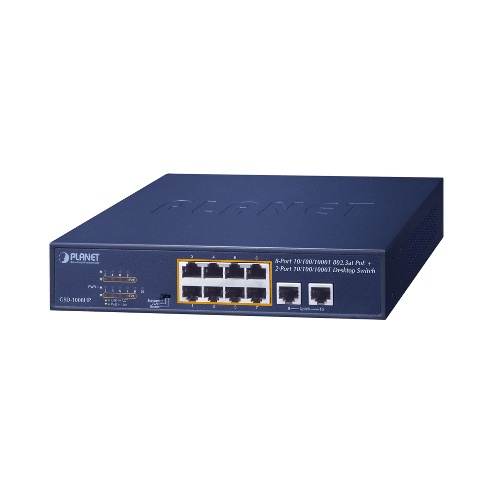 SWITCH NO ADMINISTRABLE POE DE 8 PUERTOS 10/100/1000 MBPS CON POE