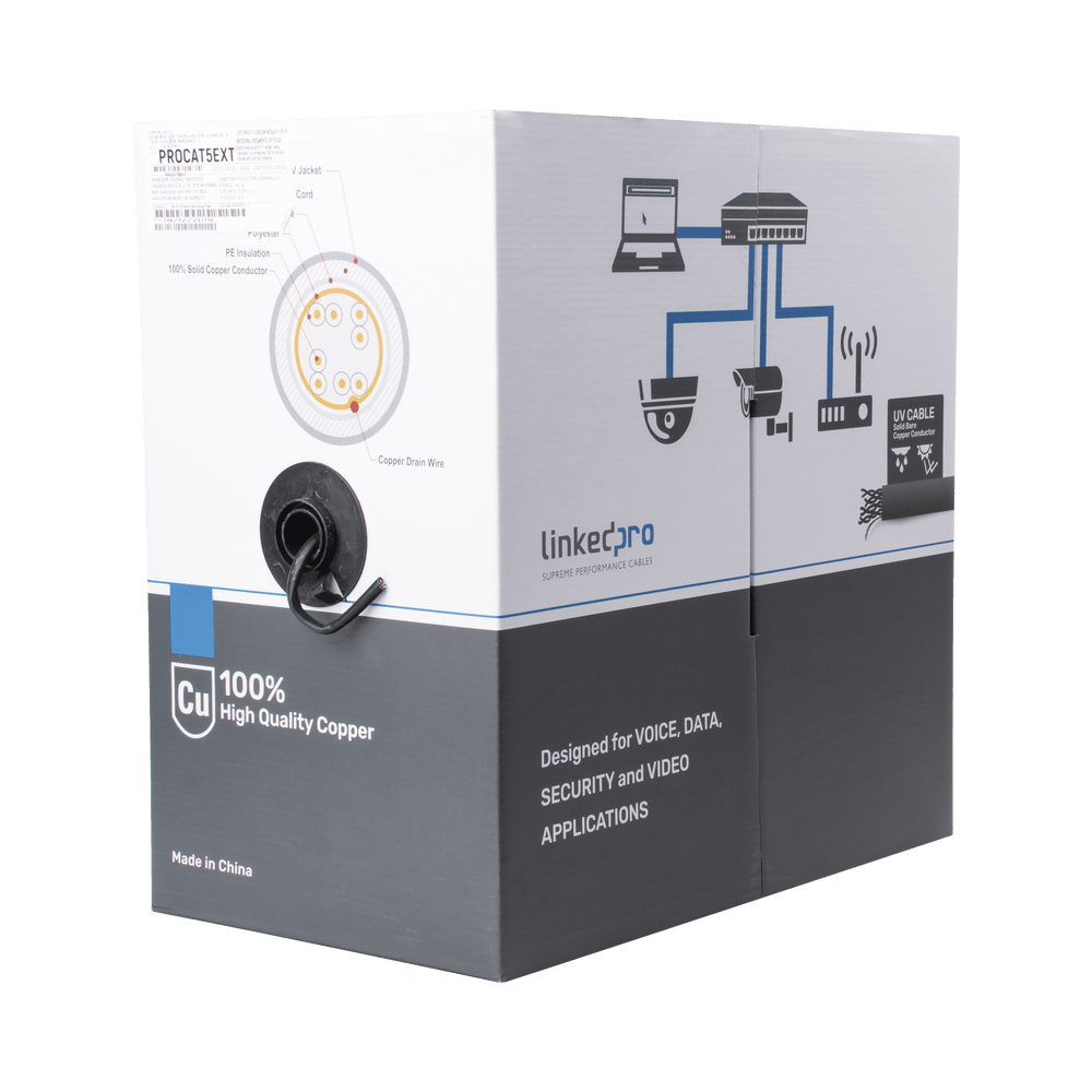 Bobina De Cable De 305 M, Cat5E , Ftp, Blindado, Color Negro, Ul,