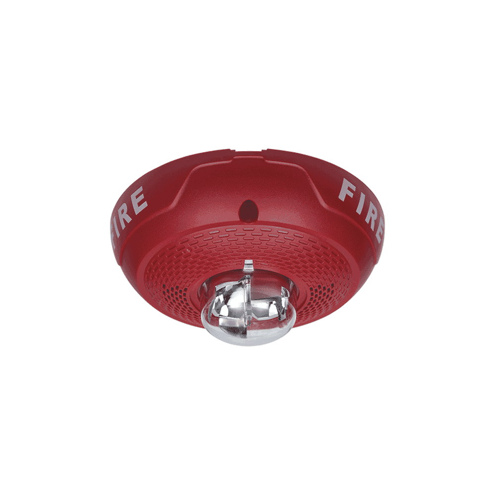 BOCINA CON LÁMPARA ESTROBOSCÓPICA, MONTAJE EN TECHO, COLOR ROJO,