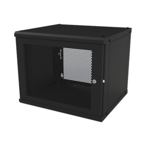 GABINETE DE PARED FIJO, PUERTA PERFORADA, CON RACK DE 19IN, 9 UNI