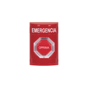 BOTÓN DE EMERGENCIA EN ESPAÑOL, COLOR ROJO, ACCIÓN MANTENIDA, GIR
