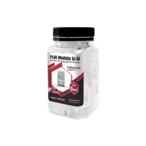 BOTE CON 100 PIEZAS DE PLUG MODULAR RJ45 CAT5E BLINDADO, CHAPADO