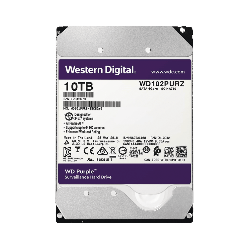 Disco Duro Wd De 10Tb / 7200Rpm / Optimizado Para Videovigilancia