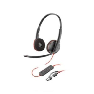 POLY BLACKWIRE 3220 STEREO USB-C HEADSET +USB-C/A ADAPTER (BULK).