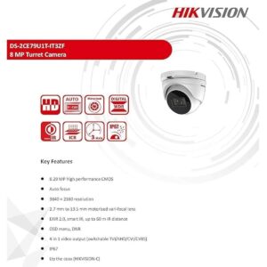 Camara Turbo 8Mp Turret 0.01Lux Exir Ir 80M Ip67 Motorizada