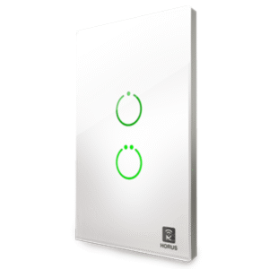 INTERRUPTOR ZWAVE TÁCTIL DOBLE HORUS SOPORTA 2 CARGAS HASTA DE 5A