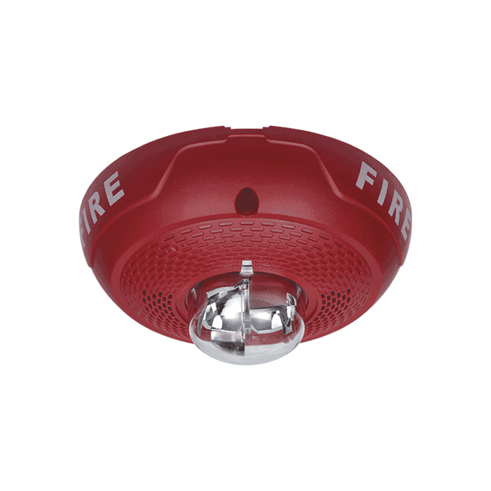 BOCINA CON LÁMPARA ESTROBOSCÓPICA, MONTAJE EN TECHO, COLOR ROJO,