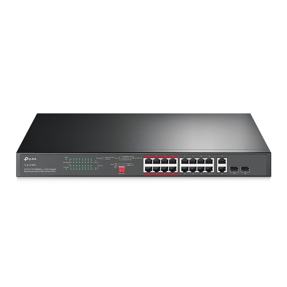 SWITCH POE PARA MONTAJE EN RACK DE 16 PUERTOS 10/100 MBPS + 2 PUE