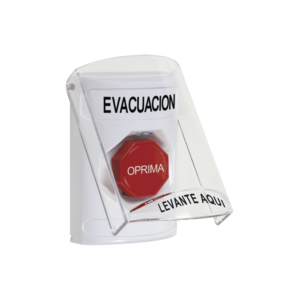 BOTON DE EVACUACION CON TAPA PROTECTORA DE POLICARBONATO / SUPER